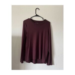 American Eagle Outfitters Maroon Relaxed Long Sleeve Tee